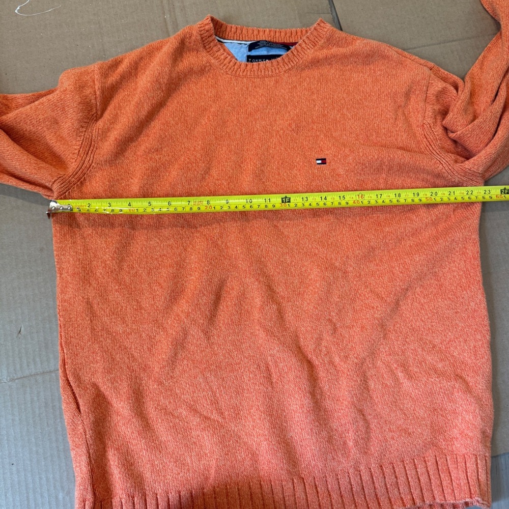 Tommy Hilfiger Mens‎ XL Embroidered Orange Crew Neck Sweater - Picture 6 of 7